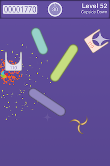 Up in a Cup game level showing the cupside down phase.